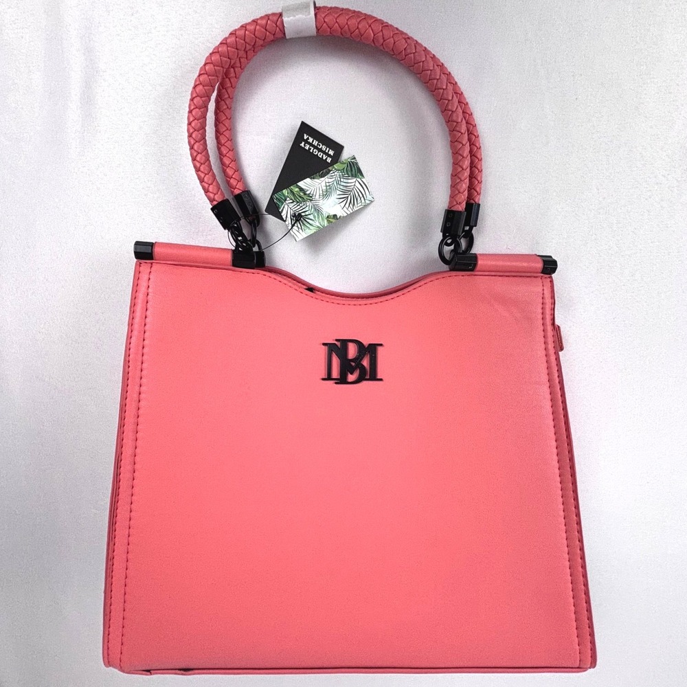 NEW Badgley Mischka Vegan Leather Coral Cross Body Tote Bag Purse NWT